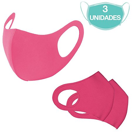 3 Máscaras Laváveis Reutilizável Rosa Cuidado Pessoal