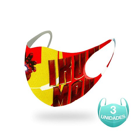 3 Máscara Lavável Infantil Marvel Homem De Ferro Neoprene