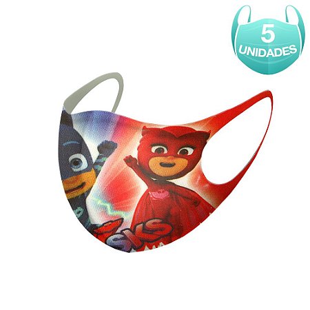 5 Máscaras Lavável Infantil do Desenho PJ Masks Neoprene