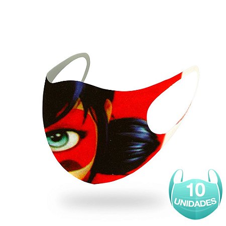 10 Máscara Lavável Infantil do Filme Miraculous Neoprene