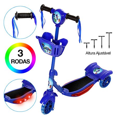 Patinete Infantil sonic cesta 3 Rodas Com Luzes E Musica