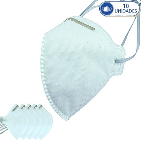 10 Máscaras Descartáveis KSN PFF2 Branca com Clip Nasal