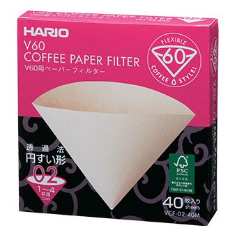 Filtro Hario V60 Branco 40 unidades Tamanho 02