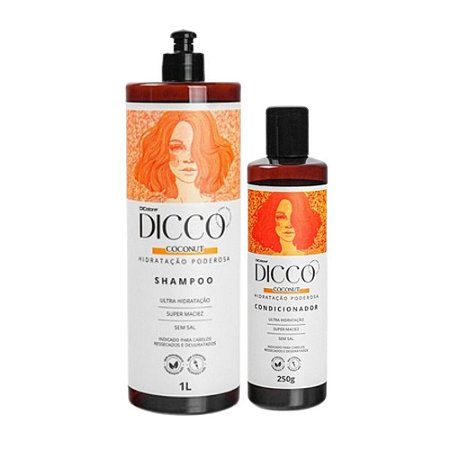 Shampoo 1litro e Condicionador Hidratação Coconut Dicco Kit