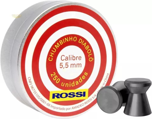 Chumbinho Diabolô Match Grafitado Rossi 5.5 Mm C 250 Unidade