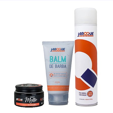 1 Pomada Matte + 1 Balm para Barba + 1 Hair Spray Alta Fixação