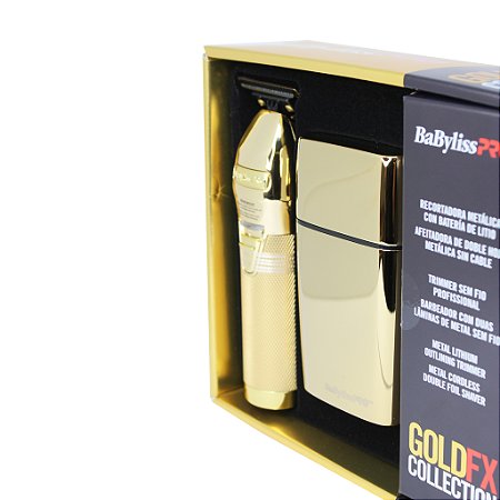 Kit Máquinas Acabamento Babyliss Gold FX + Babyliss Shaver Gold FX voltagem:110/220v