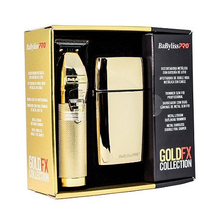 Kit Máquinas Acabamento Babyliss Gold FX + Babyliss Shaver Gold FX