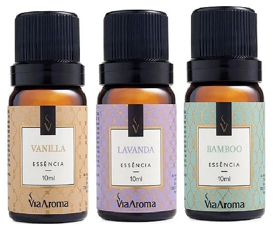 Kit Essência Bamboo, Lavanda Francesa e Vanilla - Via Aroma