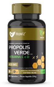 Propolis Verde + Vit C e D 400mg - 60 caps - Muwiz