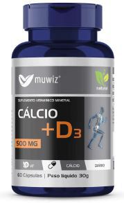 Cálcio + vitamina D3 - 60 caps - Muwiz