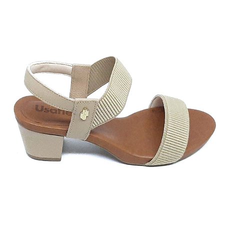 SANDALIAS EM COURO COM ELASTICO USAFLEX NUDE BLUSH