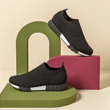TENIS USAFLEX TRICOT PRETO - FEET POINT