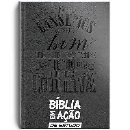 BIBLIA EM ACAO DE ESTUDO CAPA LUXO CINZA