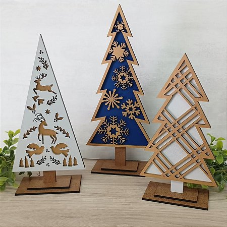 Trio árvores de Natal detalhe Gold