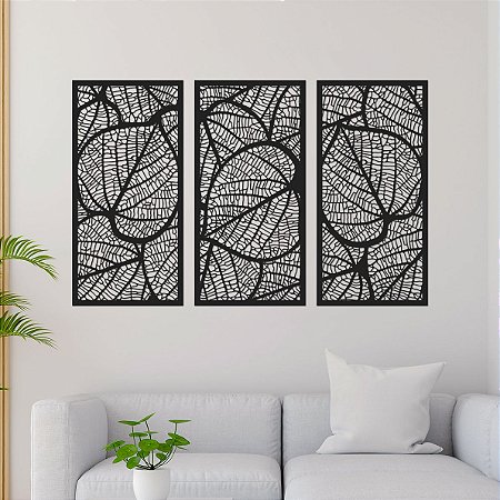 Conjunto de Painéis Decorativos - Folhas e Fibras