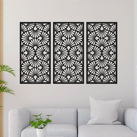 Conjunto de Painéis Decorativos - Arte Retrô - Leques