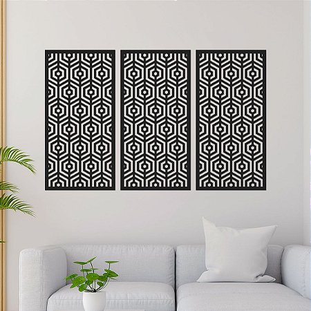 Conjunto de Painéis Decorativos - Arte Retrô - Hexágonos