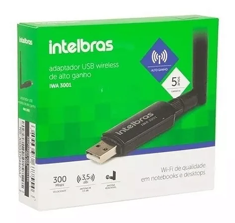 ADAPTADOR WIRELESS USB INTELBRAS 300MBPS IWA 3001 COD. 4710016