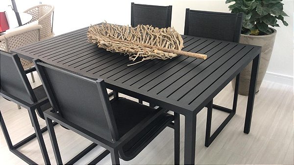 Mesa de jantar em alumínio Novara retangular