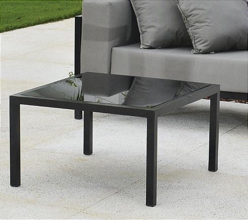 Mesa lateral de  alumínio e tampo de vidro Torino