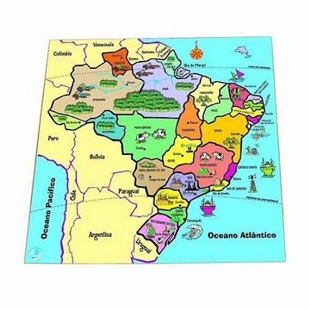 Quebra-Cabeça de Madeira Simque Mapa Estados