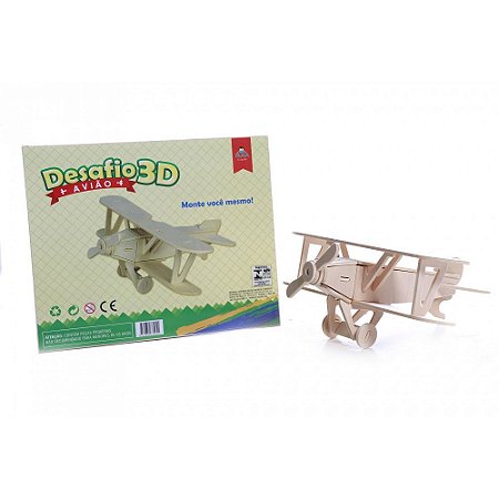 Quebra-Cabeça de Madeira Kuga Desafio 3D Avião