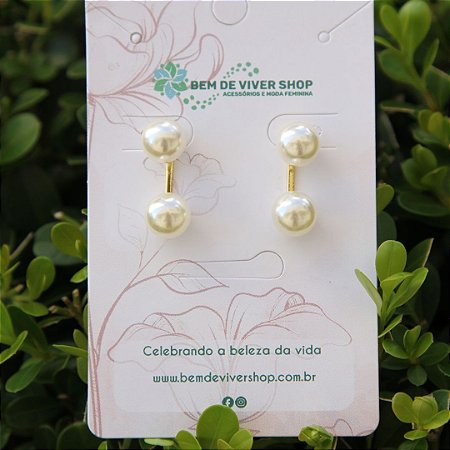 BEM DE VIVER SHOP VENDE ACESSORIOS E MODA FEMINA Brinco estilo Grace Kelly  folheado a ouro, composto por duas pérolas acrílicas - Bem de viver shop,  vende semijoias , folheados, acessorios diversos,