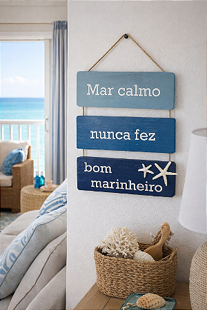 Placa Decorativa Náutica Mar calmo Decoração de Parede em madeira