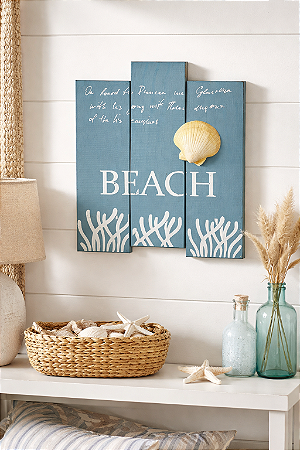 Placa Decorativa Náutica Beach Decoração de Parede em madeira
