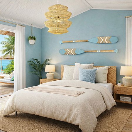 Remo Decorativo Azul Pastel 130 cm Decoração Náutica Praia