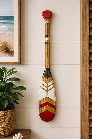 Remo Decorativo Canadense Ponta Vermelha 55 cm Decoração de Parede em madeira para Casa de Praia e Náutica