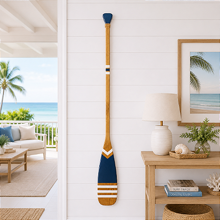 Remo Decorativo Azul Marinho com listras 130 cm Decoração Náutica Praia