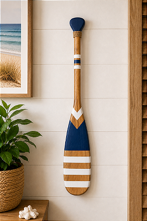 Remo Decorativo Azul Marinho com listras 55 cm Decoração Náutica Praia