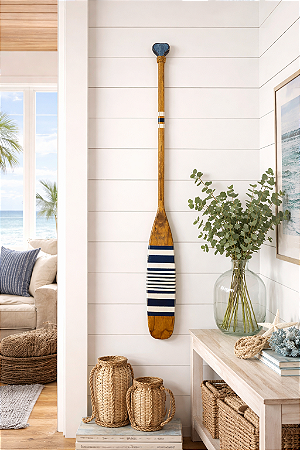 Remo Decorativo Azul escuro listrado 130cm Decoração Náutica Praia