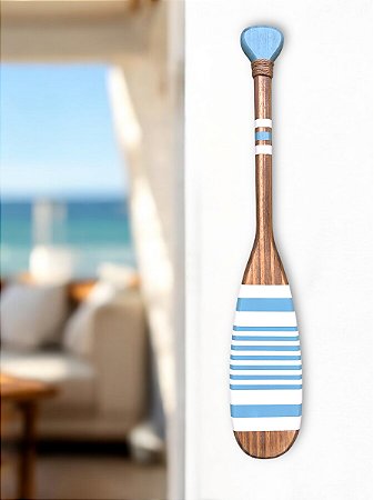 Remo Decorativo Azul claro listrado 55 cm Decoração Náutica Praia