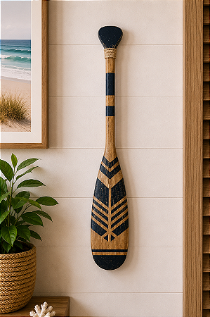 Remo Decorativo Preto 55 cm Decoração de Parede em madeira para Casa de Praia e Náutica