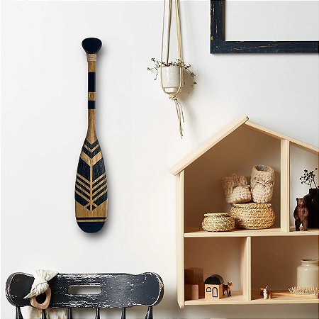 Remo Decorativo Preto 55 cm Decoração de Parede em madeira para Casa de Praia e Náutica