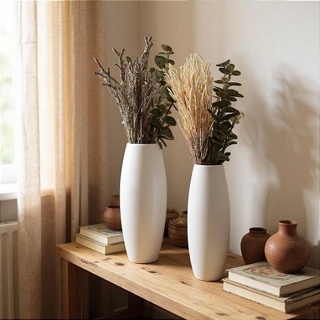 Vaso Decorativo Classic Grande em Cerâmica Branco