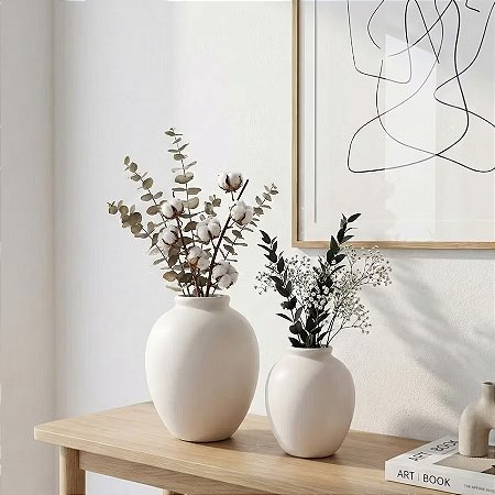 Vaso Decorativo em Cerâmica Branco Grande