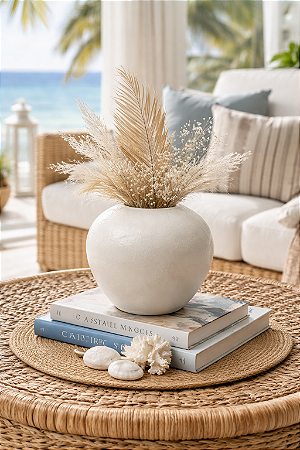 Vaso Decorativo Minimalista Grande em Cerâmica Branco