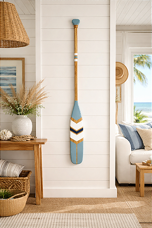 Remo Decorativo Azul Pastel com Azul escuro 100 cm Decoração de Parede em madeira para Casa de Praia e Náutica