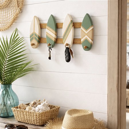 Cabideiro Prancha Verde 40 cm Decoração Náutica Praia