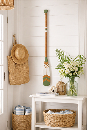 Remo Decorativo Verde 100 cm Decoração de Parede em madeira para Casa de Praia e Náutica