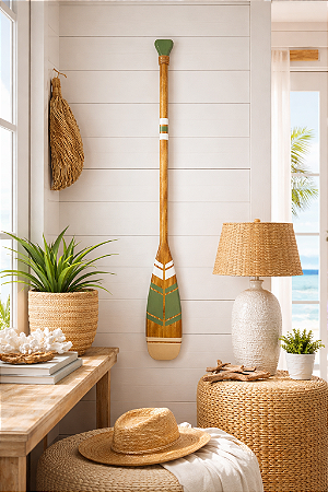 Remo Decorativo Verde e Bege 130 cm Decoração Náutica Praia