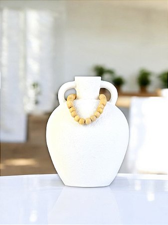 Vaso Decorativo Branco com Colar Grande