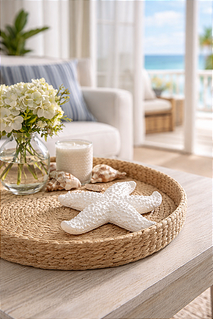 Estrela Decorativa De Mesa Branca em Resina 16 Cm