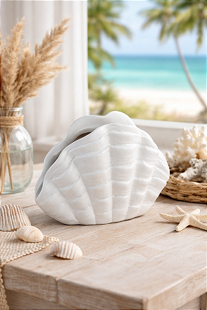 Vaso Decorativo Concha Branca