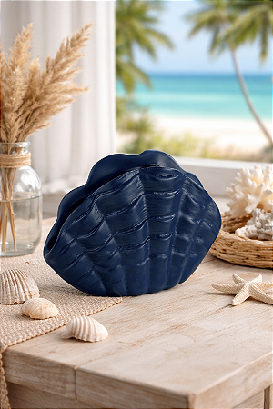 Vaso Decorativo Concha Azul Marinho