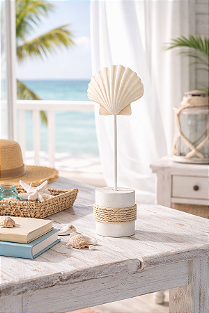 Enfeite Decorativo Pedestal Concha Bege 30cm
